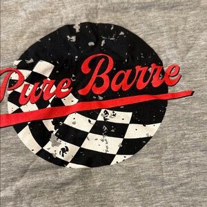 Pure Barre Gray Tee with Black & Red Graphic flowy and cute
